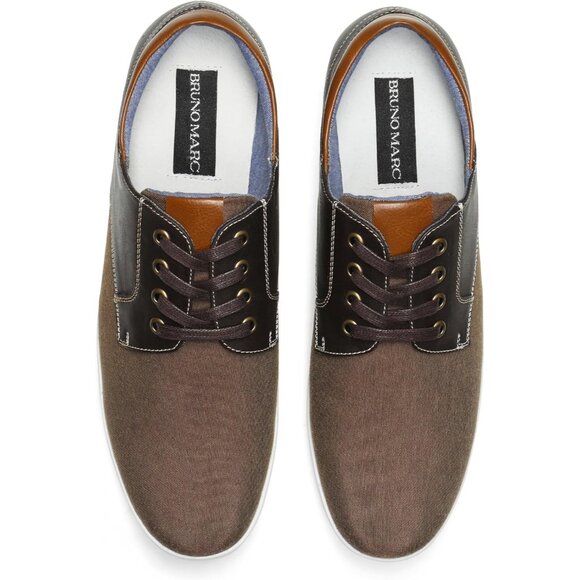 Bruno Marc Men Dark/Brown Sneakers Canvas Synthetic Comfortable Casual Shoes - Picture 7 of 8